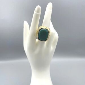 New ZARA Bold Green Stone Open-Back Ring